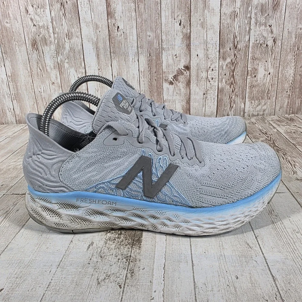 New Balance Fresh Foam 1080v10 Womens Grey Blue Running Shoes W1080G10 Size 8.5